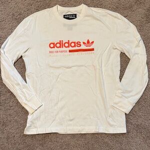 Adidas Men's White Long Sleeve Tee with Red Logo